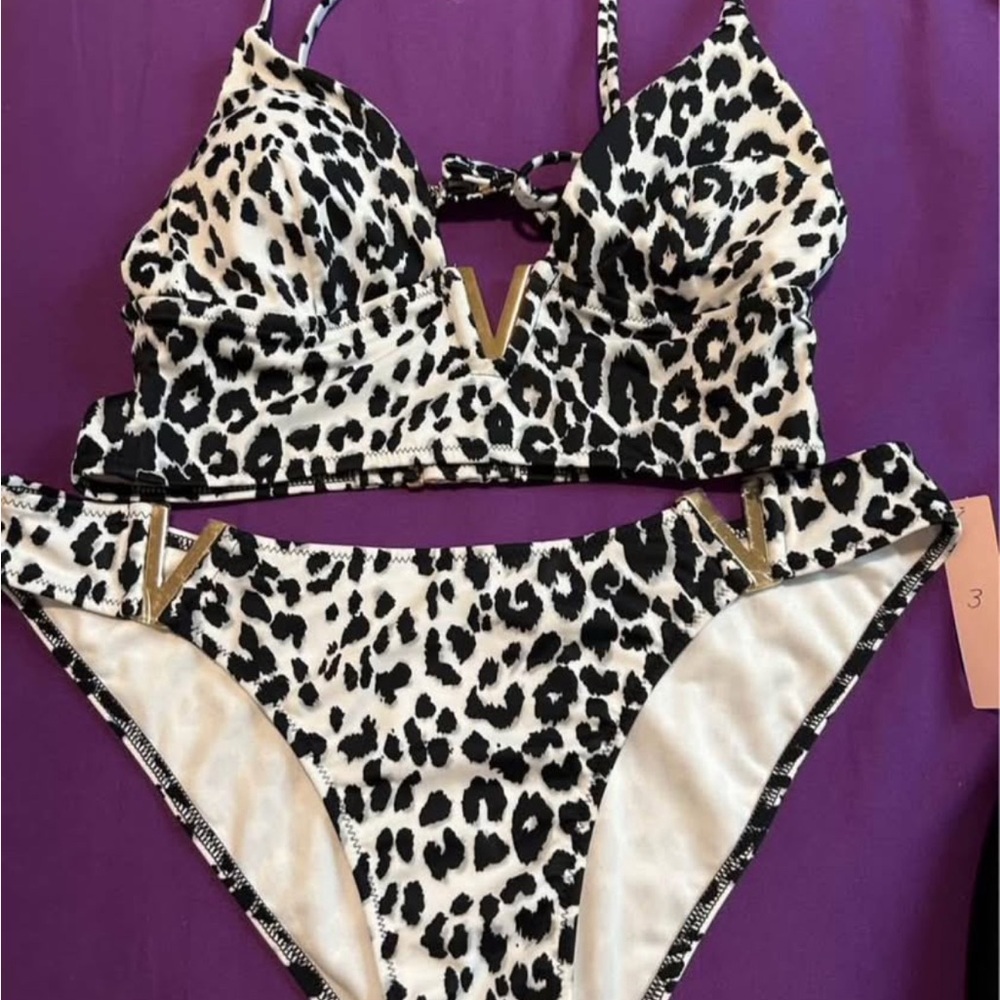 Victoria's Secret Black and White Leopard Bikini